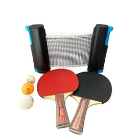 LINAHEALTH | Set para Tenis De Mesa C 3 Bolas o Pelotas de Ping Pong 2 Raquetas 1 Red de Ping Pong Ajustable