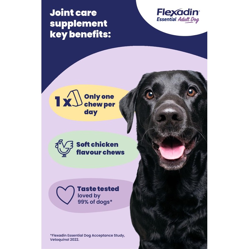 Flexadin Essential Joint Care Supplement for Adult Dogs containing Undenatured