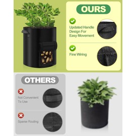 tuare 3 Pack Potato Grow Bags, 5 Gallon Thickened Breathable Non-Woven Planting Bags with handle and Labels, Vegetables Growing Bags for Growing Potatoes Tomato Strawberry Chili Vegetables…