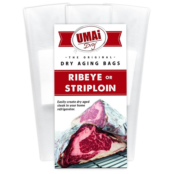 UMAi Dry Aging Bag for Steaks - Pack of 3 I Dry Age Bags for Meat, Ribeye & Striploin Steak up to 12-18lbs, Home Steak Ager Refrigerator Bags, NO Vacuum Sealer Required, Tender Aged Beef in 28-45 Days