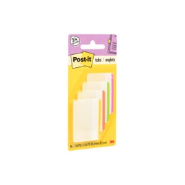 Post-it Sticky Tabs, 2 in. x 1.5 in., 4 Pads of Book tabs in Assorted Bright Colors for bookmarking, annotating, Reading, and Reminders, Green, Pink, Yellow, and Orange (24 Total Count)