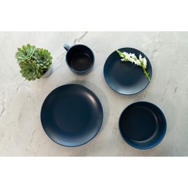 10 Strawberry Street Wazee Matte Coupe Dinnerware Set, 16 pc, Midnight Blue