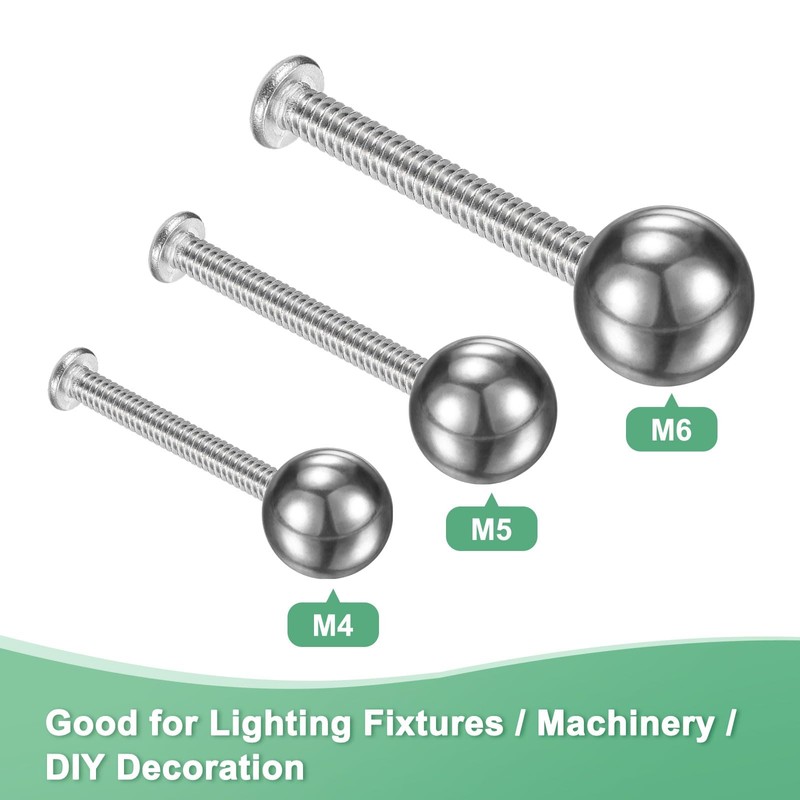 M METERXITY 4Pcs Threaded Ball Nut Knobs, M6x12mm 304 Stainless