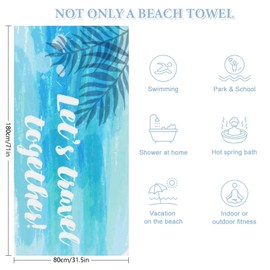 Breawqc Microfiber Beach Towel Quick Dry Absorbent Thin Compact Towels for Swimming Pool Lightweight Beach Towel Beach Gifts (5)