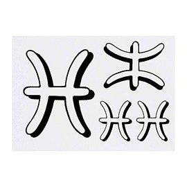 Azeeda 4 x 'Fische-Symbol' Temporäre Tattoos - Wasserfest, Hautfreundlich & Ungiftig · Transfers in Verschiedenen Größen (TO00012438)