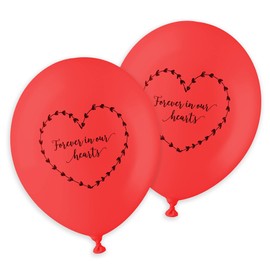 ANGEL & DOVE 25 Red Funeral Balloons 'Forever In Our Hearts' Biodegradable - for Memorial, Celebration of Life