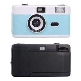 35-mm-Filmkamera, Wiederverwendbar, Leicht, Einfach zu Bedienen, Integrierte Blitz-Retro-Kamera mit 28-mm-F/8-Objektiv, 1/120 S Verschlusszeit, für Reisen, Fotografie (Blau und