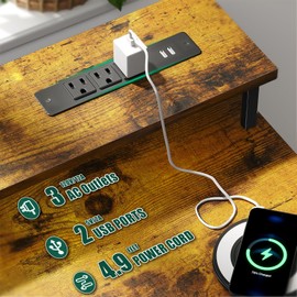 Korfile 47 Inch Computer Desk with Monitor Stand and Shelf, Rustic Brown