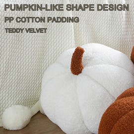 Irunfast 20cm Artificial Pumpkin Throw Pillow Fall Thanksgiving Cushion White Pumpkin Throw Pillow Cushion Home Decoration for Car Bedroom Sofa Couch Living Room (White)