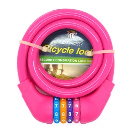Starlet24 Children's Bicycle Lock Combination Lock Bicycle Spiral Lock 1.2 cm x 120 cm Pink