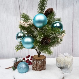 Emopeak 24Pcs Christmas Balls Ornaments Tree Ornaments for Xmas Tree Holiday Wreath Garland Decor Ornaments Birthday Valentines Day Easter Holiday Wedding Decorations(Teal Blue, 1.6"/4.2CM)