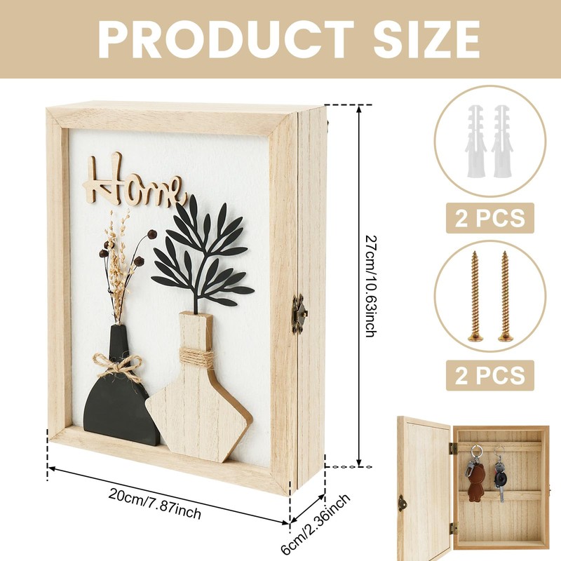 Wooden Key Box, Key Holder Wall Mount Decorative Wooden Key