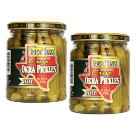 Talk O Texas Okra Pickles, Hot, 16 oz (Pack of 2)