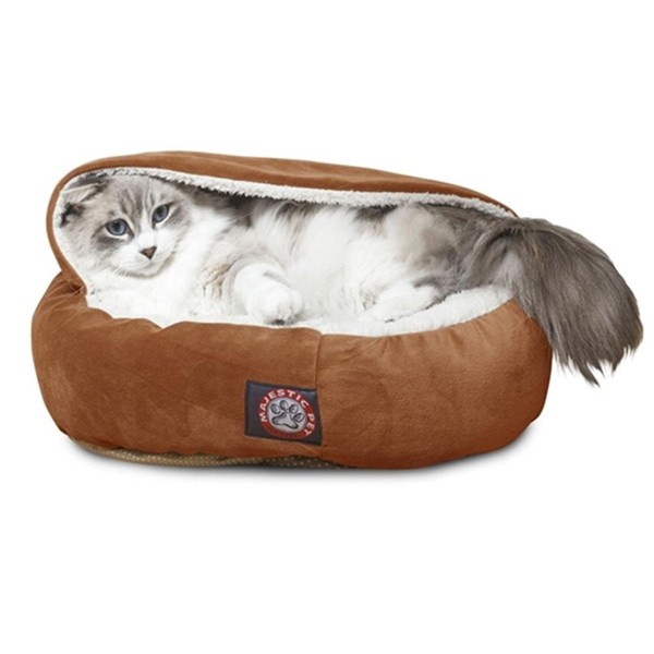 18 inch Rust Suede Canopy Cat Bed