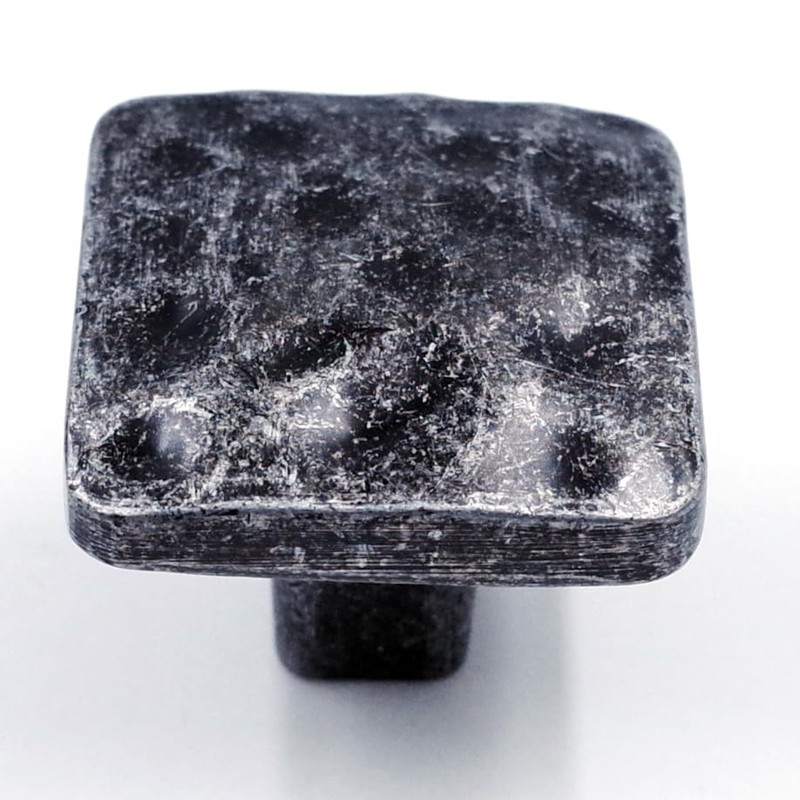 Jetland Square Hammered Cabinet Knobs - 6-Pack, Iron Scratches, 1-1/4"