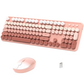 Links9+ Colorful Wireless Keyboard and Mouse, Full Size Gradient Keyboard with Optical Mouse, 2.4GHz for Windows, Mac, Laptop, PC, Desktop (Peach Gradient)