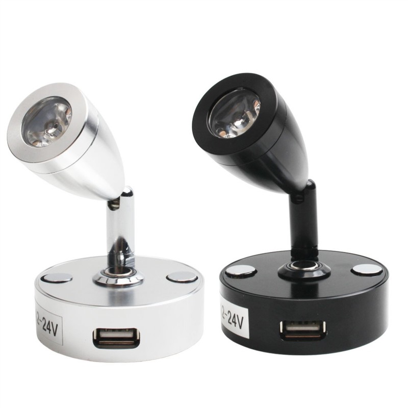 DC12V-24V Reading Lamp RV Boat LED Bedside Lamp 3 Colors