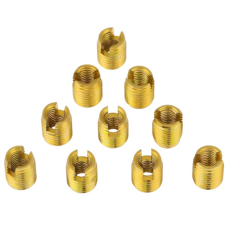 QANYEGN 10Pcs Self Tapping Threaded Insert, Brass Threaded Insert, 302