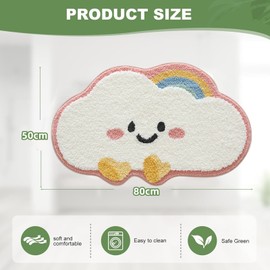 Trlyane Bath Mat, 50x80cm Cute Cloud Bath Mats Bathroom Carpet Super Absorbent Machine Washable Soft Shower Suitable for Kids Bedroom/Bathroom/Living Room/Kitchen Indoor Floor (Pink)