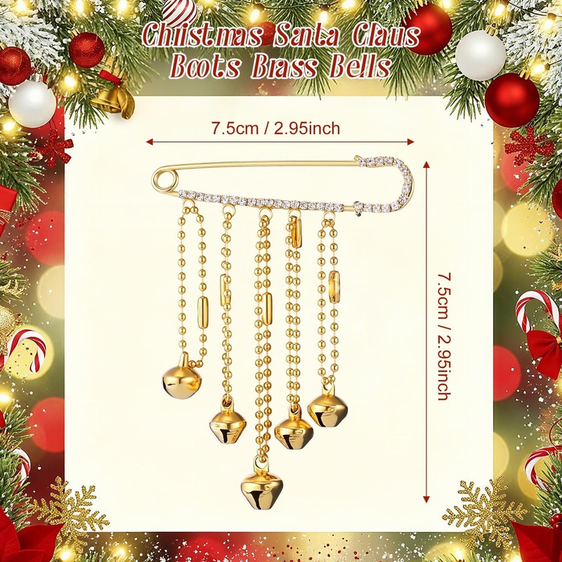 Suncalla 2 Pcs Christmas Santa Claus Boots Brass Bells