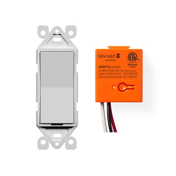Levven Single-Pole Dimming Wireless Switch Kit - Decora Style Switch,