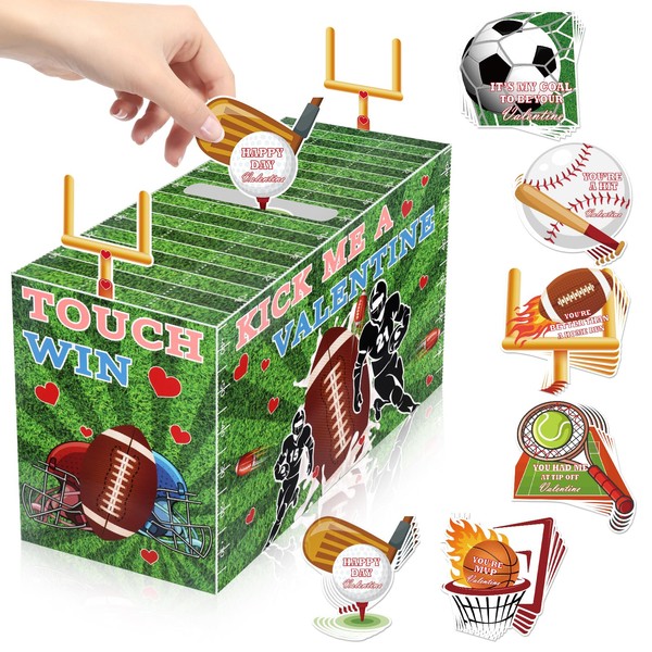 Atiloy Atiloy Valentines Boxes for Kids with 30PCS Soccer Basketball