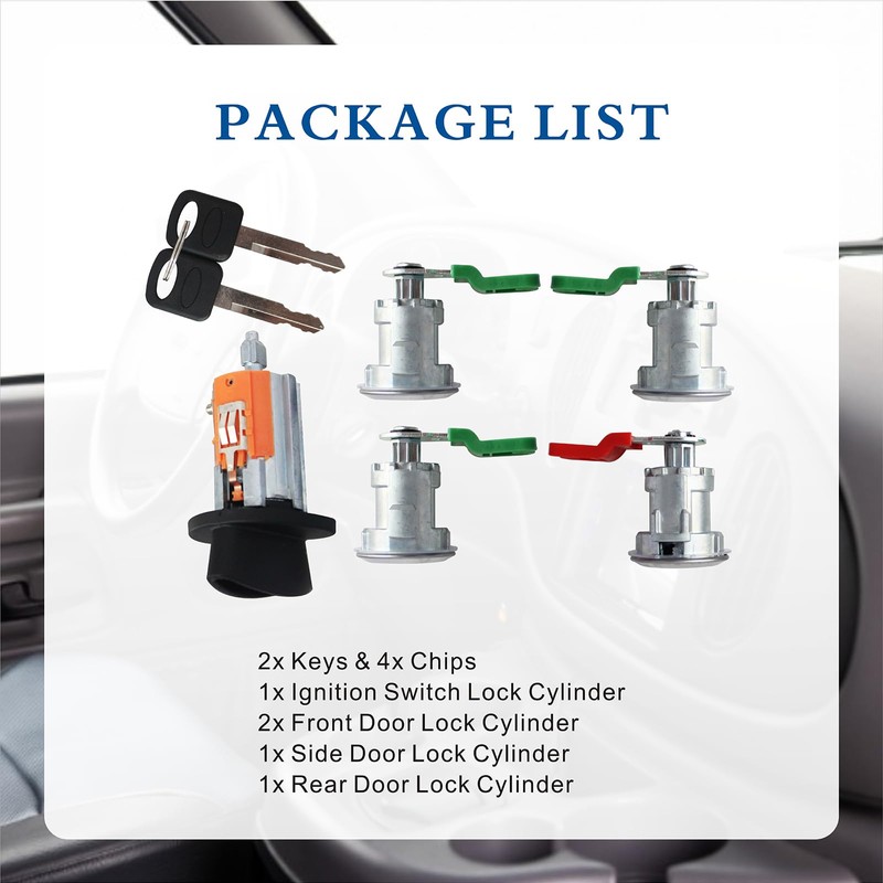Eterpace Ignition Switch Lock Cylinder&Keys W/ 4 Door Lock Cylinder,