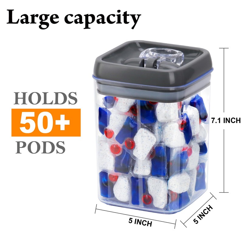 Beccis Dishwasher Pod Holder with Lid Laundry Pods Organizer 1.7L