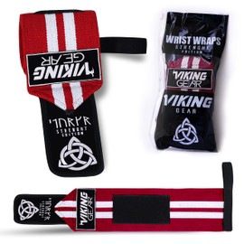 Viking Gear wrist wraps | Red wrist wraps | Wrist support weightlifting | Wrist brace for weight lifting | Powerlifting wrist wraps | Crossfit wrist wraps | Heavy duty wraps | Bag Bundle