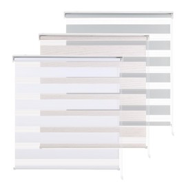 RED GRAPES 2PCs Zebra Blinds for Windows Dual Layer Roller Window Shades Light Filtering Sheer Privacy Light Control for Day and Night Blind for Home and Office,Easy to Install(28" W x 72" H, White)