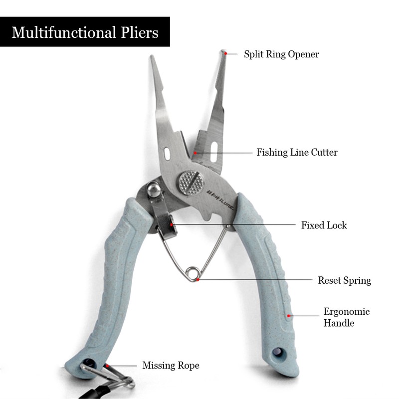 Fishing Pliers Scissors Stainless Steel Fishing Line Cutter Split Ring