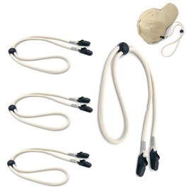 Luoyuanjia Hat Strap Clips, 4 Pcs Hat Retainer Clip Polyester Hat Clips Cap Anti Lost Strap Hat Retainer Clip for Running Beach Sports Hiking Outdoor Activities White