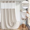 River Dream Farmhouse Linen Textured Shower Curtain with Snap-in Liner