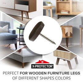Chair Glides X-PROTECTOR – 1" Furniture Glides 40 pcs – Brown Nail-on Chair Sliders – Premium Chair Leg Floor Protectors – Slide Effortlessly with Chair Leg Pads That Protect Your Floor!