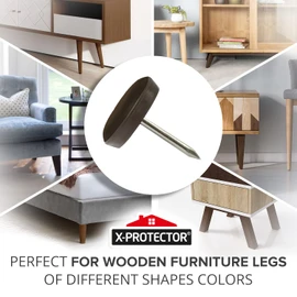 Chair Glides X-PROTECTOR – 1" Furniture Glides 40 pcs – Brown Nail-on Chair Sliders – Premium Chair Leg Floor Protectors – Slide Effortlessly with Chair Leg Pads That Protect Your Floor!