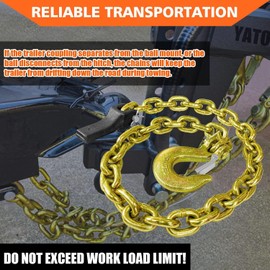 YATOINTO 2-Pack Grade 80 Trailer Safety Chain 35 Inch with 5/16'' Clevis Snap Hook and Chain Retainer | 21,000 lbs Break Strength | Transport Chain for Towing
