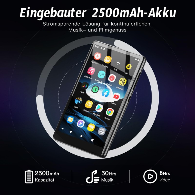 160 GB MP3 Player with Bluetooth and WiFi, 5 Inch