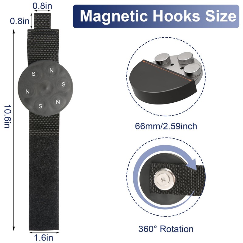 VZZNN 2 Pack Magnetic Hooks Straps, Utility Strong Garage Hooks,