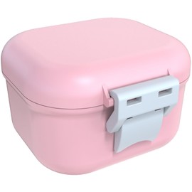 ARGOMAX Leak Proof Denture Bath Cup, Portable Soaking Denture Box, Denture Bath Case with Strainer, For Dentures and Braces (Pink + White).