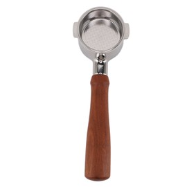 51mm 2 Ears Coffee Bottomless Portafilter 304 Stainless Steel Bottomless Portafilter with Wood Handle for Delonghi Coffee Machine