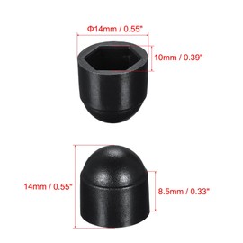 sourcing map Pack of 50 Protective Caps for Nuts Made of Plastic M6 / 10 mm Hexagonal Screws Cover Black