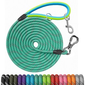 Long Dog Leash for Dog Training 10FT/15FT/20FT/30FT/40FT/50FT/100FT Reflective Leash with 2 Hooks, Heavy Duty Dog Lead for Large Medium Small Dogs Outside Walking Camping Yard,Teal 100FT