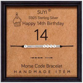 Suyi Morsecode Bracelet Birthday Gifts for Women Sterling Silver Bracelet Birthday Jewellery for 12 13 14 15 16 17 18 19 20 21 25 30 40 50 60 70 80, Sterling Silver, No information,