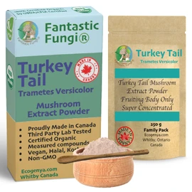 Fantastic Fungi Organic Turkey Tail mushroom powder extract by Ecogenya - Proudly Canadian fruiting body extract (250 Grams)
