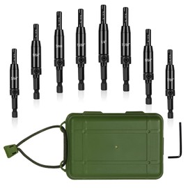 CCTSA Self Centering Drill Bits Set for Hinges, Center Drill Bits VIX Bit Set with Green Plastic Storage Case for Wood Woodworking Door Window Cabinet Hinge Total 10 PCS (Black)