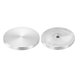 QUARKZMAN M10 Thread 80 mm Diameter Round Shape Aluminium Disc Hardware Pack of 2, Aluminium Circular Disc Glass Plate Adapter for Glass Table, Silver