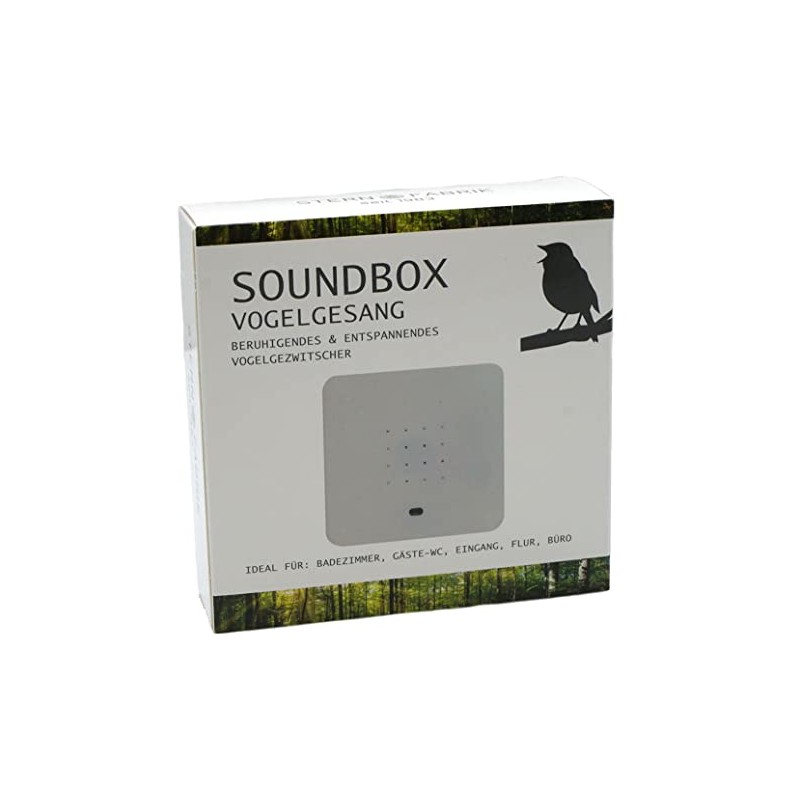 Soundbox White with Bird Singing - 12 cm - Bird