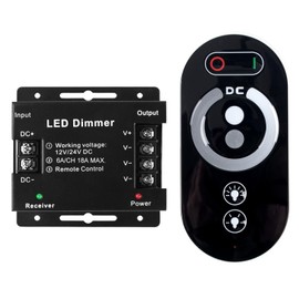 Sorfia Dimmer Switch, DC 12V-24V 18A PWM LED Light Strip Dimmer with Dimmable Slide Remote Control, Adjust Brightness Dimmer Light Switch