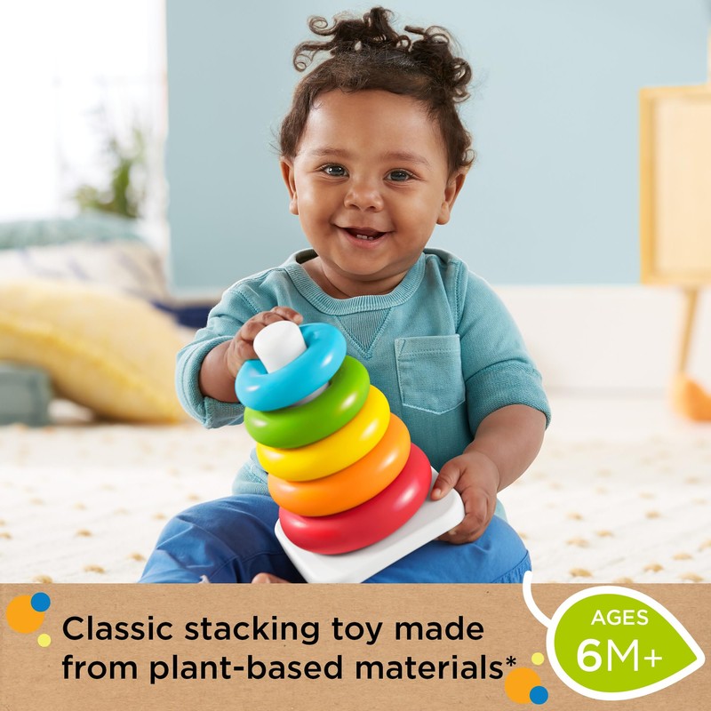 Fisher-Price Rock-a-Stack Baby Toy, Classic Roly-Poly Ring Stacking Toy for
