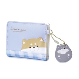 anilet + Wallet, Mini Wallet, Shiba Inu, Dog, Elementary School Student, Girls, Bifold Wallet, Girls, Gift, blue (light)